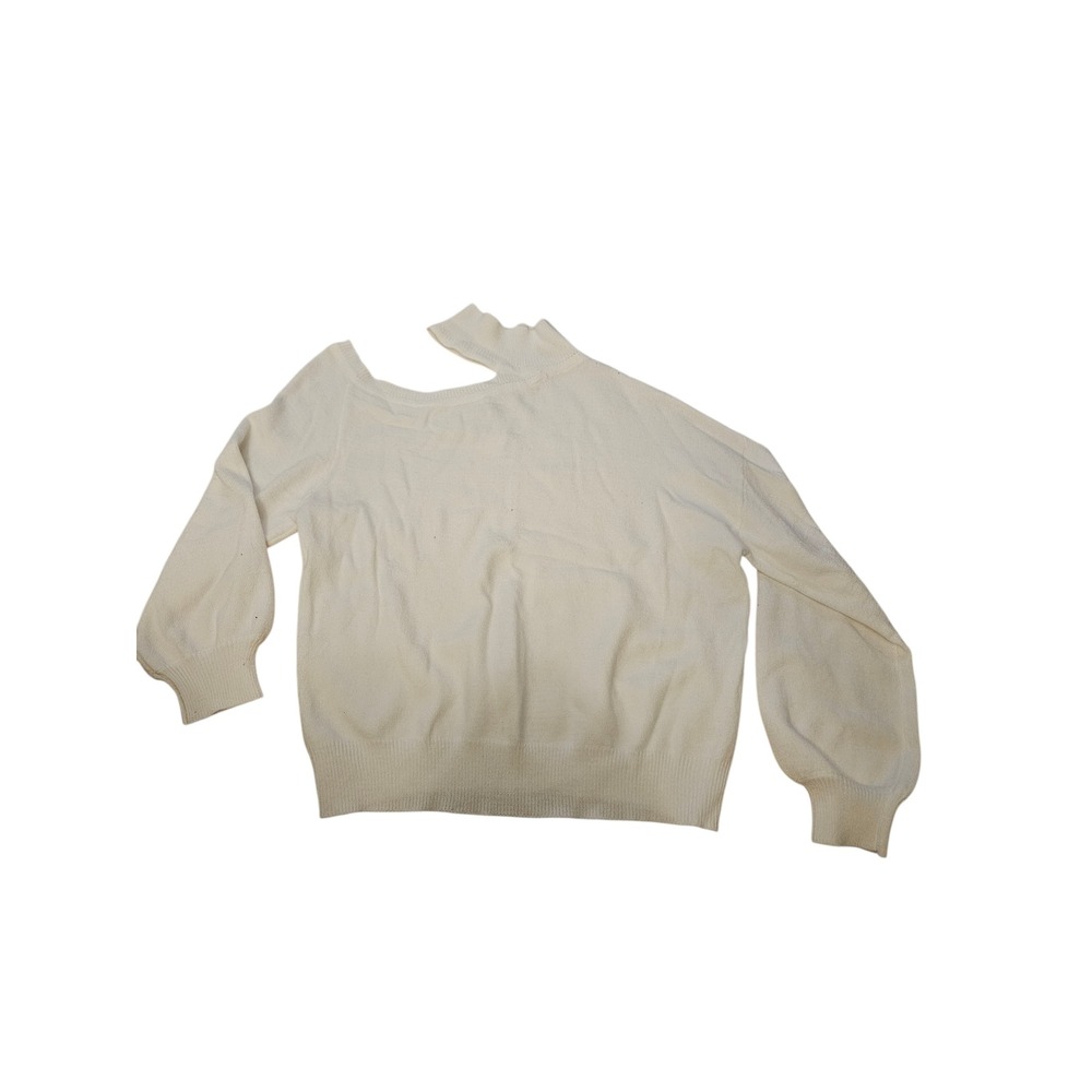 Ludovica NWT Cream Cutout Mock Neck‎ Long Sleeve Knit Sweater Top Women's L